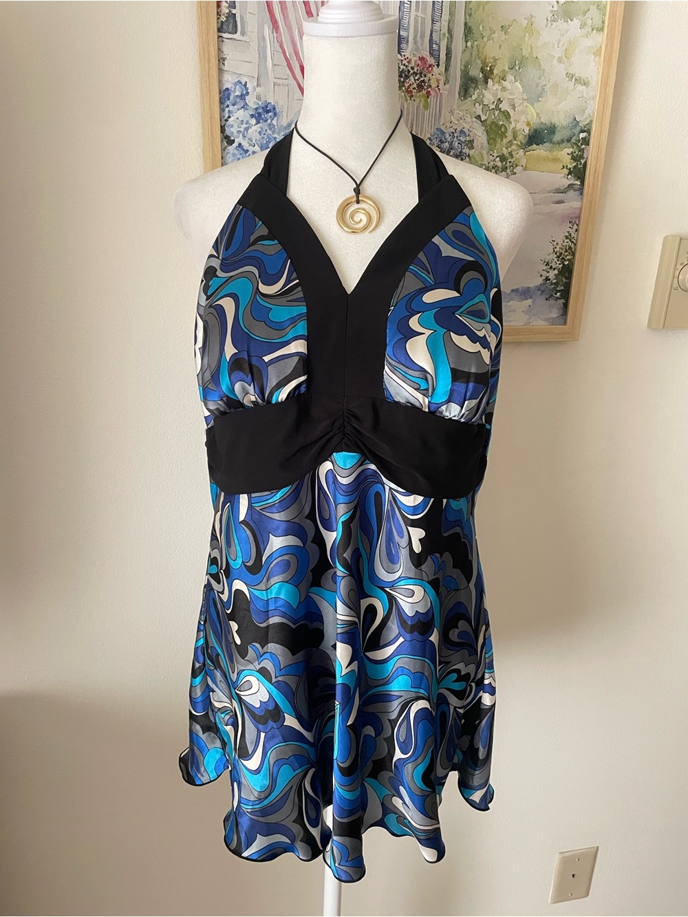 Studio 1940 Vintage Y2K Halter Swirl Tank Top Cami Size Large